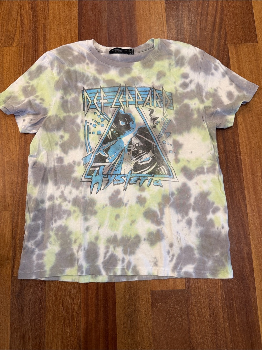 Junk Food Clothing Def Leopard Hysteria Tee - Blue & Green